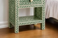 BELLADEC Table d'appoint et armoire modernes et anciennes, écologiques, faites à la main, avec incrustations vertes et blanches en os, forme personnalisée, vente en gros