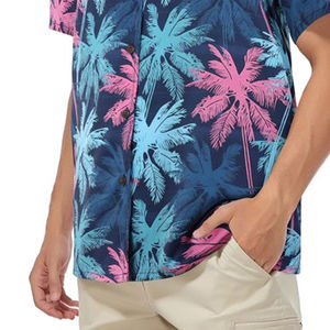 Chemises décontractées à manches courtes boutonnées, chemise de plage respirante en pur coton, OEM personnalisé pour hommes, coton et lin pour hommes - Product Image 4