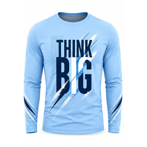 เสื้อยืดแขนยาวผู้ชาย พิมพ์ลายตามสั่ง เสื้อกีฬาเนื้อผ้าเบา ยืดหยุ่น เหมาะสำหรับออกกำลังกาย วิ่ง เทรนนิ่ง ป้องกันรังสียูวี แห้งเร็ว - Product Image 1