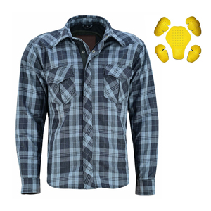 Womens <b>Blue</b> Grey CE Certified Armored <b>Flannel</b> <b>Shirt</b> Plus Size Adventure Riding Aramid Lined Wholesale - Product Image 2