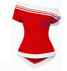 Delta |   Sigma |   Chemisier Rouge Femme à Épaules Dénudées Style Moderne Romantique Theta Sorority, T-shirt à Manches Courtes, Haut de Fête Estival - Product Image 2