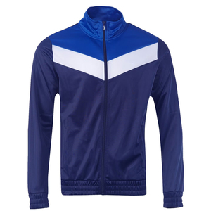 Ensemble de survêtement pour homme en polyester bleu avec veste zippée et pantalon à rayures latérales, idéal pour le sport et le jogging - Product Image 6