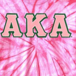 Camiseta AKA Pink Tie-Dye con letras verdes, camiseta de algodón, Top informal de manga corta para mujer, ropa griega cómoda de verano - Product Image 4
