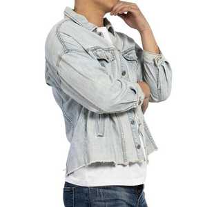 Heavyweight Cotton Blank <b>Men</b> <b>Jacket</b> Custom 3d Embossed Printing Logo Casual Jean <b>Jackets</b> For <b>Men</b> Essentials - Product Image 3