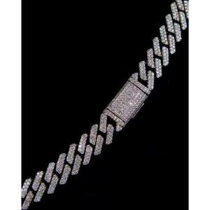 Luxury V Pattern Link <b>Chain</b> Moissanite Diamond Hip Hop Necklace White Gold <b>Iced</b> <b>Out</b> Statement Jewelry for Men Women - Product Image 3
