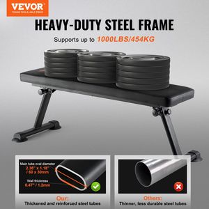 Flat <b>Weight</b> <b>Bench</b> <b>Foldable</b> Home Workout <b>Bench</b> Full Body Utility Workout <b>Bench</b> 1000 LBS Press Strength <b>Bench</b> <b>Benches</b> Racks - Product Image 2