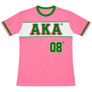 T-shirt en jersey premium AKA rose, blanc, vert, col rond, manches courtes, décontracté, sport, pour femme, qualité supérieure - Product Image 1