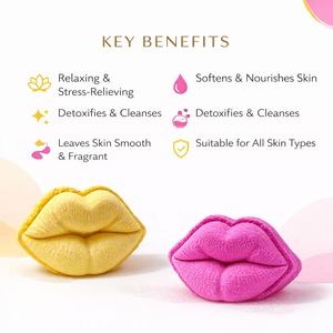 Bombes de bain en forme de lèvres, personnalisées, mignonnes, à base de plantes, faites à la main, pour le bain, soins végétaliens pour la peau, relaxantes, OEM disponible, boule de bain - Product Image 3