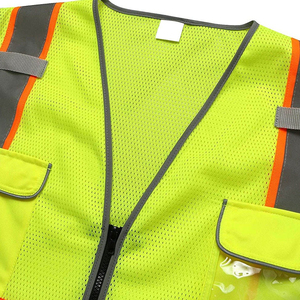 Fournisseur en gros de gilets en polyester fluorescent respirant pour vêtements de travail de construction avec étiquette privée pour les acheteurs. - Product Image 4