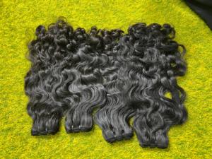 ผมต่อแบบเวอร์จินอินเดีย แท้ 100% แบบ Double Weft ทอเครื่อง  ลอนสีดำ 4 มัด ปราศจากสารเคมี - Product Image 3