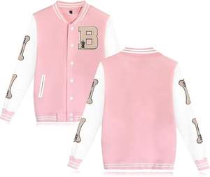 Chaqueta Universitaria Unisex Vintage con Estampado de Letras, Sudadera Informal con Parches, Chaqueta Bomber de Béisbol, Talla Grande - Product Image 3