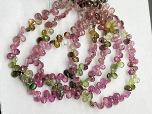Tourmaline multicolore de qualité supérieure, forme poire facettée, pierre précieuse naturelle pour bijoux - Product Image 2