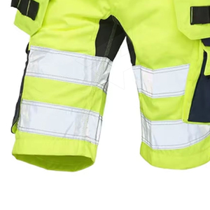 Hot Selling Hi Vis Reflective <b>Work</b> Shorts Men Solid Pattern Safety Cargo Canvas <b>Waterproof</b> Breathable Knitted Weaving Plain Dyed - Product Image 2