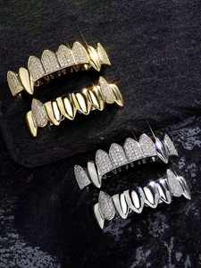 Parrilla de dientes personalizada de Provenza Vintage de moda 2023, chapado en oro sólido de 10K con diamante y polvo, decoración de regalo de fiesta de moissanita - Product Image 3