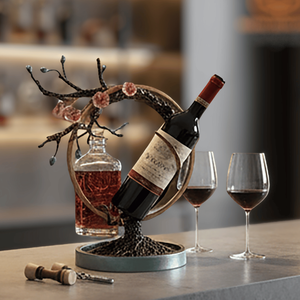 Estante para Botellas de Vino con Diseño de Flor de Durazno, Escultura de Hierro Forjado, Decoración para el Hogar, Soporte de Exhibición Personalizable, Diseño Elegante, Artesanía Premium - Product Image 3