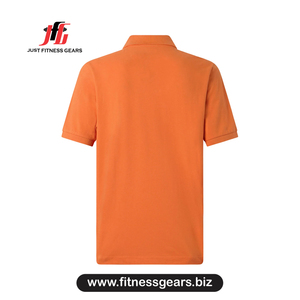 Men's <b>Orange</b> Short Sleeve <b>Polo</b> Shirt Solid Color Casual Woven Fabric Regular Fit - Product Image 1