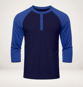 Vente en gros de chemises à manches courtes pour hommes personnalisées, décontractées, à blocs de couleurs contrastées, style raglan, t-shirts de baseball - Product Image 5