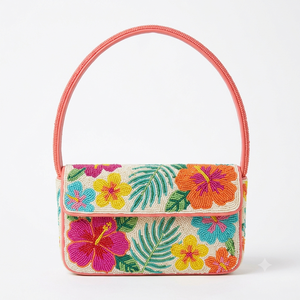 Bolso de Hombro Artesanal con Cuentas de Tucán Tropical para Mujer, Cartera de Noche con Solapa Floral de Flamenco, Novedoso Bolso de Axila - Product Image 6
