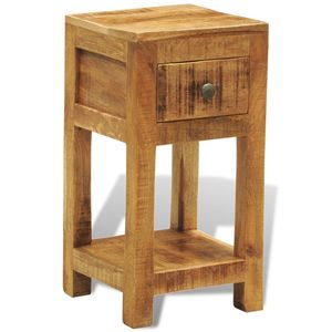 Mesita de noche de madera maciza de mango con 1 cajón, muebles duraderos y elegantes - Product Image 4