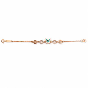 Pulsera de Cadena con Dije de Mariposa de Oro de 18 Quilates con Esmalte Turquesa y Circonita Cúbica, Joyería de Moda de Alto Brillo para Uso Diario de Niñas - Product Image 5