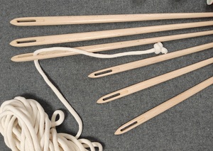 Nuevas agujas de tejer de madera, agujas de ganchillo de madera pulida hechas a mano para coser tela de lana, uso doméstico. - Product Image 5