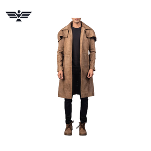 <b>Men's</b> Long <b>Suede</b> Motorcycle <b>Jacket</b> Stand Collar Vintage Casual Winter Outerwear Brown Regular Fit Faux Fur Lining Windproof - Product Image 1