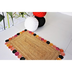 Handcrafted Bohemian Jute Area Rug Rectangle Flat Weave Solid Color Living Room Decor Spot Clean Thin Pile - Product Image 4
