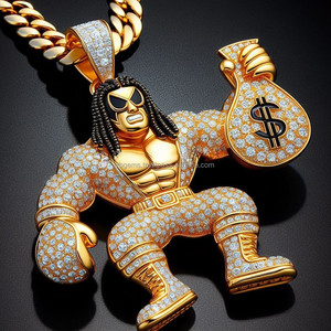Colgante de Plata de Ley 925 con Baño de Oro de 14k, Diseño de Estrella con Diamantes Engastados, Joyería Fina Personalizada para Fiestas, Estilo Hip Hop - Product Image 2