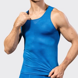 Camiseta sin Mangas de Punto para Hombre, Color Azul Sólido, Cuello Redondo, Estilo Deportivo, Secado Rápido, Material de Poliéster - Product Image 1
