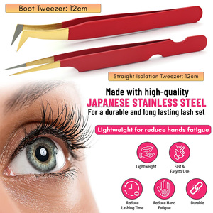 Professional lash extension tweezer 90-degree tweezers eyelash extension with Boot Russian Volume Stainless Steel Beauty <b>Tools</b> - Product Image 4