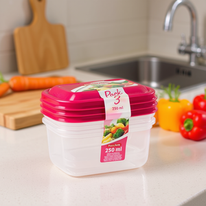 FIAMBRERA SET3 250ML Contenedor Moderno de Plástico Moldeado por Inyección Apilable para Almacenamiento de Alimentos, Conservación de Frescura, Elegante y Práctico - Product Image 3