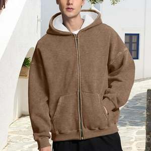 Sudadera con capucha oversize de invierno para hombre, estilo streetwear, sin forro, de forro polar, con cremallera completa, bordado vintage con efecto acid wash, con logotipo personalizado OEM. - Product Image 2