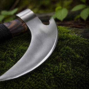 Edge Master Manufacture Hache à pizza artisanale de qualité industrielle avec lame en acier au carbone de 7 pouces et fourreau en cuir de 8 pouces - Product Image 3