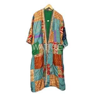 Saree en soie Vintage Sari Maxi Gown Bathing Bikini Cover Up Robes de mariée Vêtements de nuit d'été pour femmes Maillots de bain de nuit Spaghetti Strap - Product Image 1