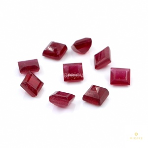 Rubis naturels de Bangkok, carrés calibrés de 4 mm, pierres précieuses de rubis naturelles facettées, prêtes à l'emploi pour la fabrication de bijoux - Product Image 3