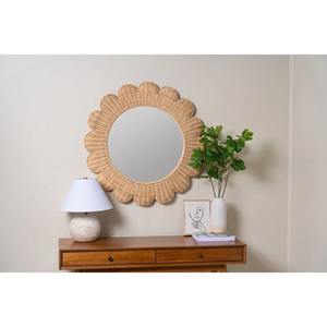 Espejo de pared redondo de ratán tejido a mano con marco de pétalos decorativo, decoración natural para el hogar, para hoteles, cafeterías, venta al por mayor, sostenible. - Product Image 3