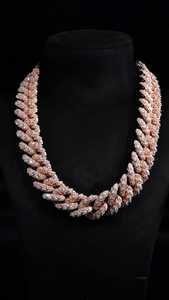 Custom 20mm Miami Croc Link <b>Chain</b> 14K Solid Gold 925 Silver Round Cut Moissanite Diamond Fully <b>Iced</b> <b>Out</b> Heavy Statement Necklace - Product Image 6