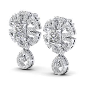 REYES Venta Directa de Fábrica, Pendientes Colgantes de Oro Sólido de 14K con Moissanita para Mujer, Exquisito Regalo de Aniversario de Bodas, Joyería - Product Image 3