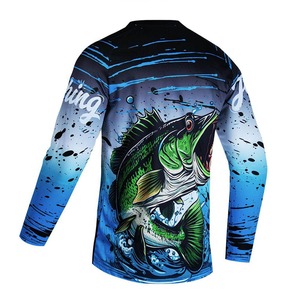 Chemise de pêche professionnelle pour homme à col rond, respirante, UPF 35, en polyester personnalisé, vêtements de performance d'extérieur, vente en gros usine - Product Image 2