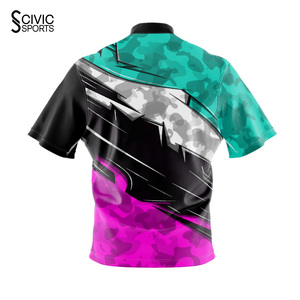 Maillot de bowling personnalisé avec logo d'équipe, vente en gros, pas cher, pour adulte, homme, avec fermeture éclair, séchage rapide, sublimation, spandex/coton 180g - Product Image 2