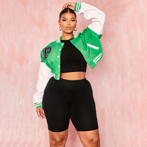 แจ็คเก็ตวาร์ซิตี้กันน้ำบุขนแกะแบบครอปพิเศษสำหรับผู้หญิง พร้อมงานปักและไส้ใยฝ้าย-ดีไซน์สตรีทแวร์สำหรับผู้หญิง - Product Image 6