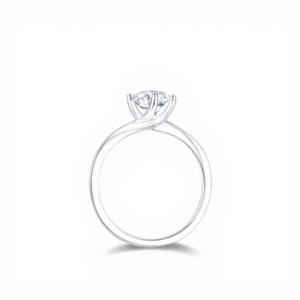 Bague solitaire en diamant cultivé en laboratoire Celeste Halo avec des designs Eterna Bloom et Lumire Grace, argent, pour femme, fiançailles - Product Image 2