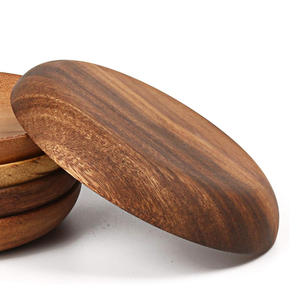 Juego de 5 Bandejas para servir y exhibir platos redondos hechos a mano en madera de acacia para usar en la cocina del hogar o el café Diseño ecológico - Product Image 6