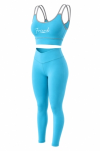 Premium Print 2 Piece Yoga Set <b>Blue</b> High Waist Leggings <b>Crop</b> <b>Top</b> Spandex Polyester Breathable Racerback Scoop Neck - Product Image 4