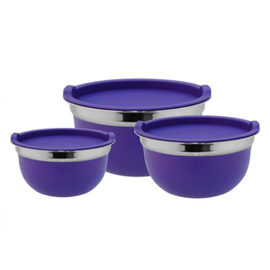 Ensaladera Juego de 3 piezas Tapa Tazón Acero inoxidable - Product Image 1