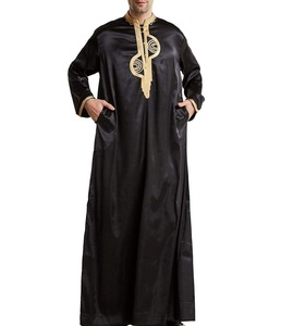 New Design Embroidery Pattern Print Screen Printing Fashionable Long Robe Arabic Ramadan Silk Cotton Muslim Islamic <b>Thobes</b> Jubba - Product Image 6