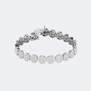 8.500CTW Round Pave Cluster-<b>Set</b> Diamond Tennis Bracelet - Product Image 3