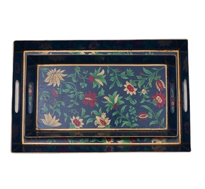 Decorative Wooden Enamel <b>Tray</b> Contemporary Rectangle Design Dishwasher Safe <b>Kitchen</b> & Home Serving <b>Tray</b> - Product Image 1