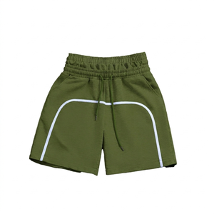 2026 Custom High Quality Vintage Digital Printing Solid Breathable Double <b>Layer</b> 100% Cotton Shorts for Men with Elastic Waist - Product Image 1