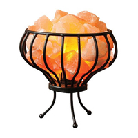 Lampe de table artisanale en fer forgé, écologique, avec lampe en sel de l'Himalaya sculptée en forme de pyramide, en pierre de cristal, avec variateur d'intensité réglable pour la maison